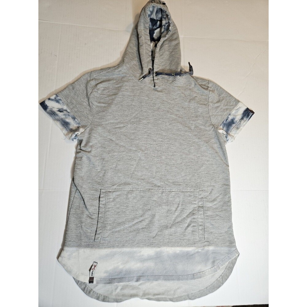 Triple Five Soul Men's Gray Short Sleeve Pullover Hoodie Drawstring Pockets M